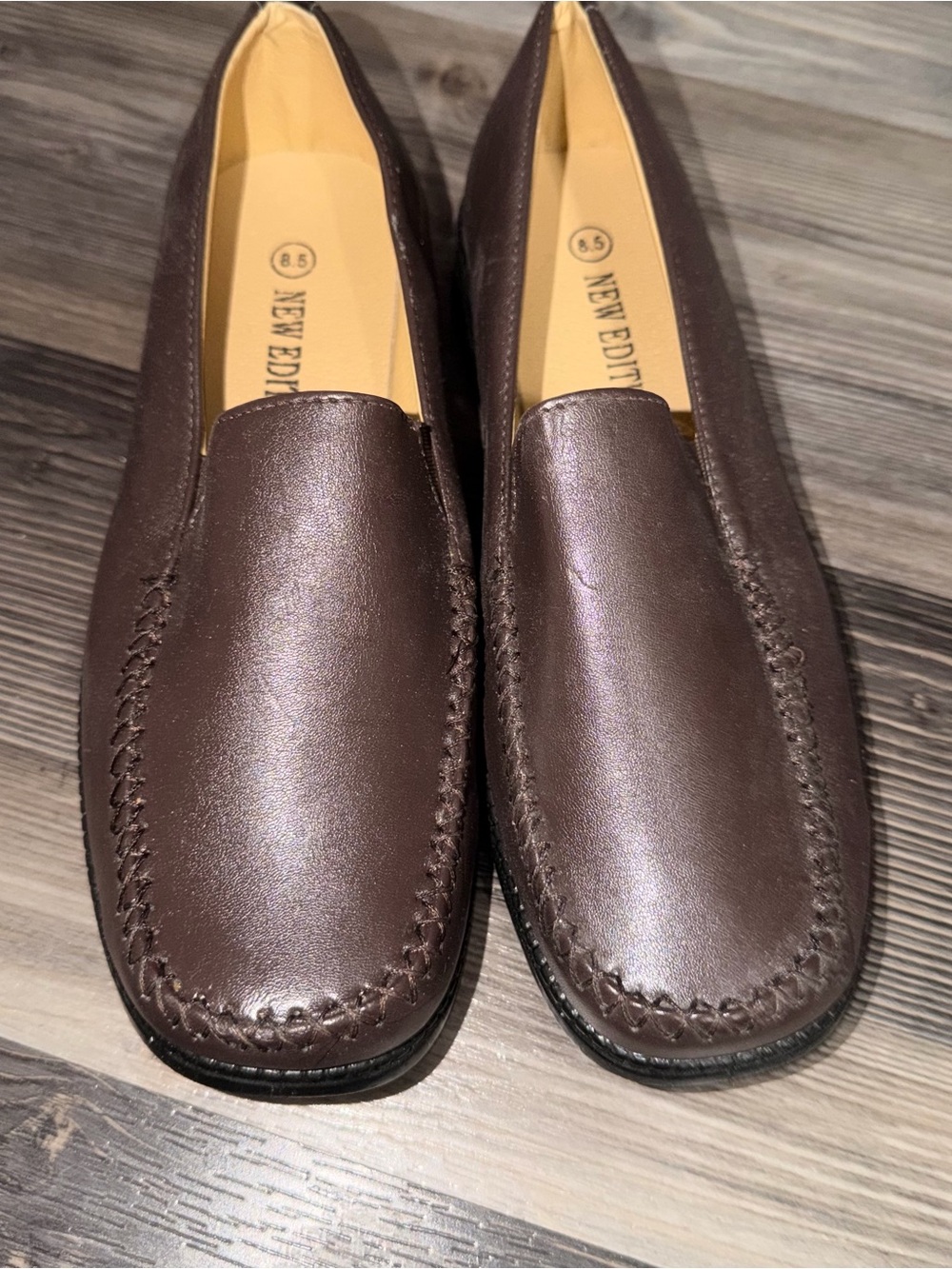Brown Leather Slip-On Moccasin Loafers